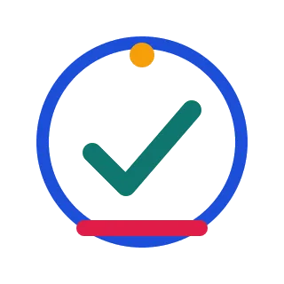 The same badge artwork with the white background and white ring fill removed, so only the coloured shapes remain over a transparent checkerboard.